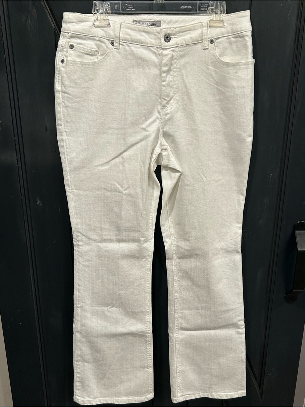 Chico's Platinum White Charm Straight Leg Jeans Coastal Relaxed Sz 2 (US Sz 12)